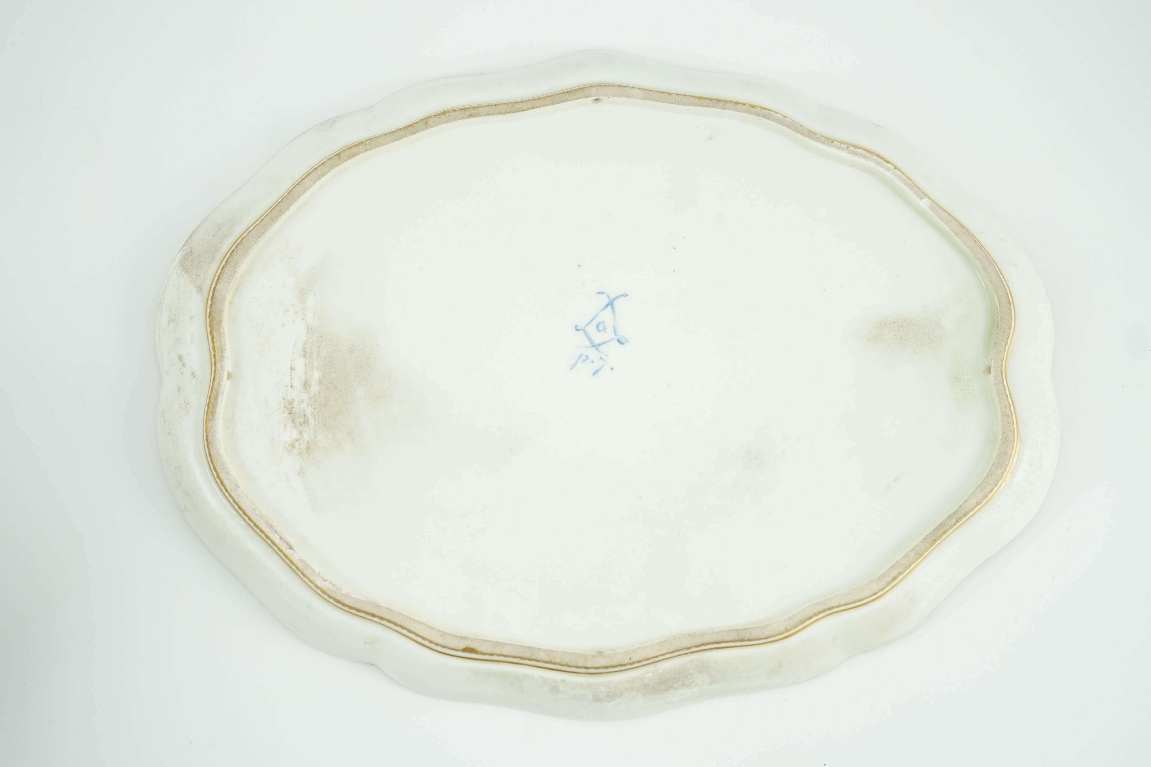 A Sevres porcelain shaped oval tray, date code for 1754, 34cms wide 33.5cm wide